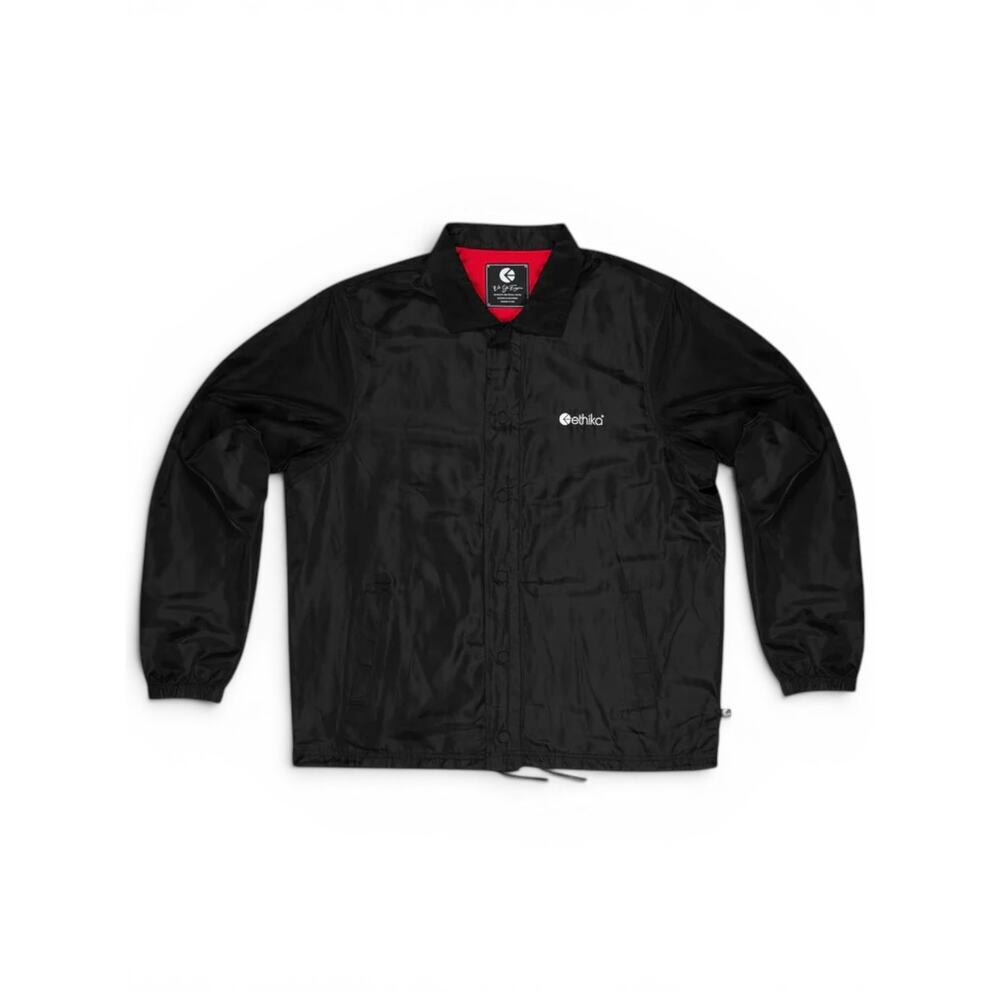 Ethika Black Men’s Coach Jacket Relaxed Lightweight Mesh Button-Up Windbreaker M